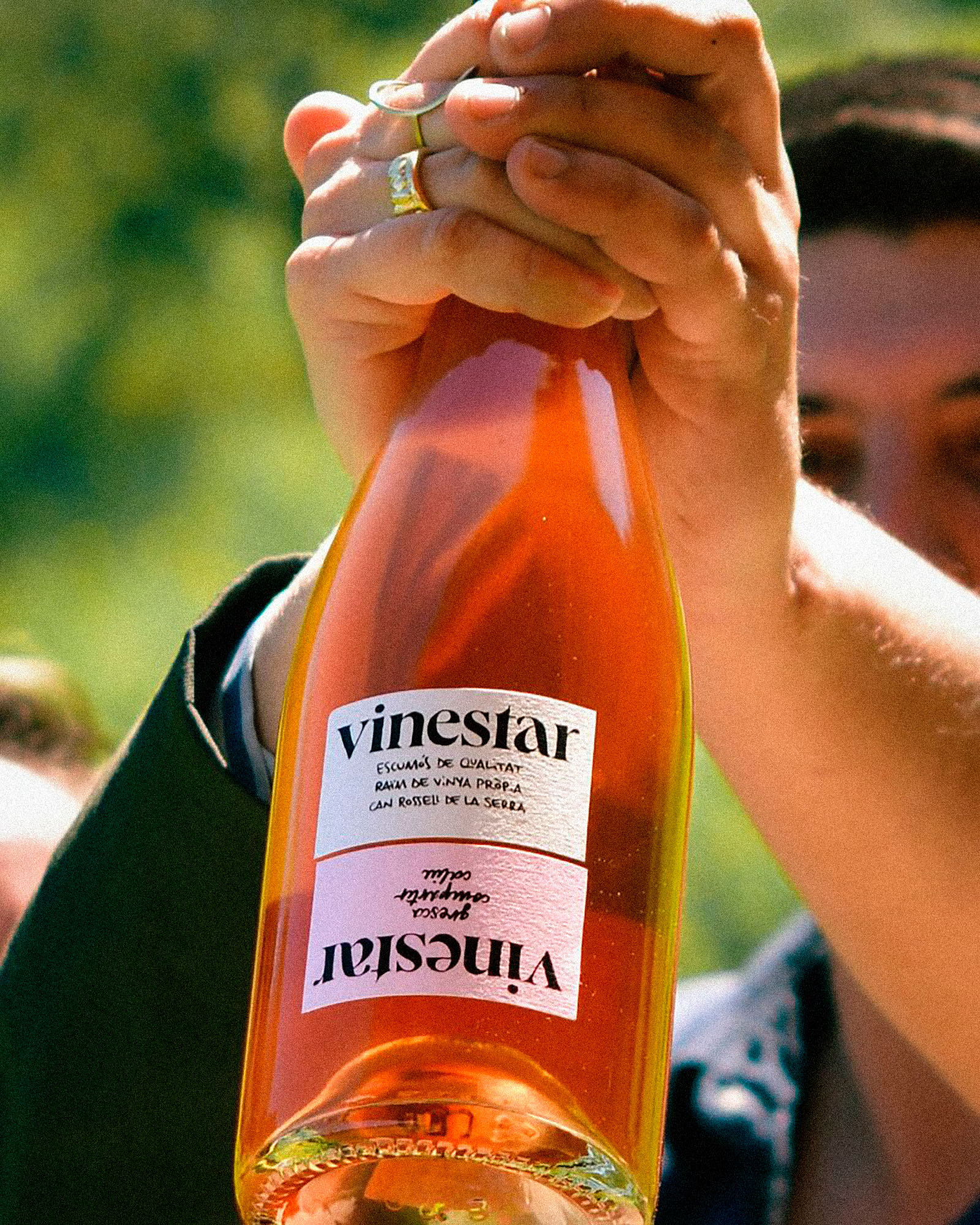 Diseño de la etiqueta de vino rosado Ancestral de Garnacha y Macabeu del elaborador en Penedès, Vinestar; por Carlos Galán Rubio